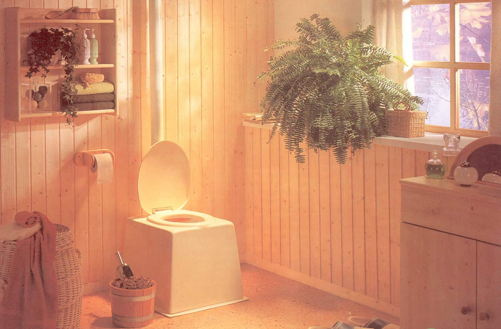 A compost toilet in a house 